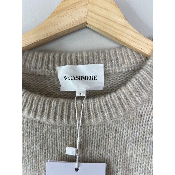 NWT W. Cashmere Brenda Short Sleeve Knitted Rounded Neckline Top Tan Size: Large - Picture 4 of 8